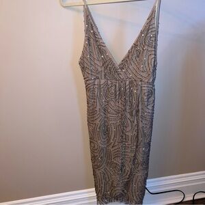 Alice + Olivia Gunmetal Sequin  Dress Sleeveless size XS